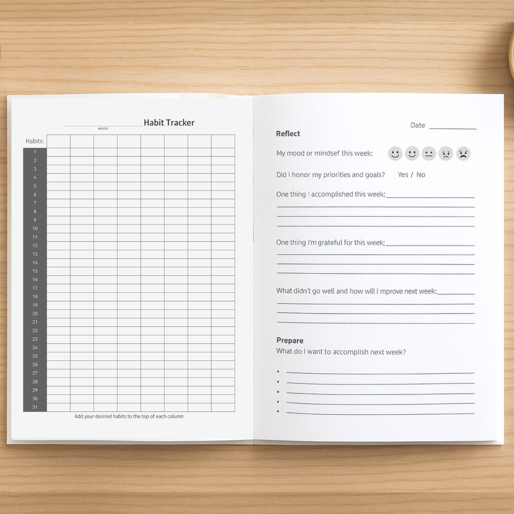 Heart + Habit Progress Tracking Journal - Stripes