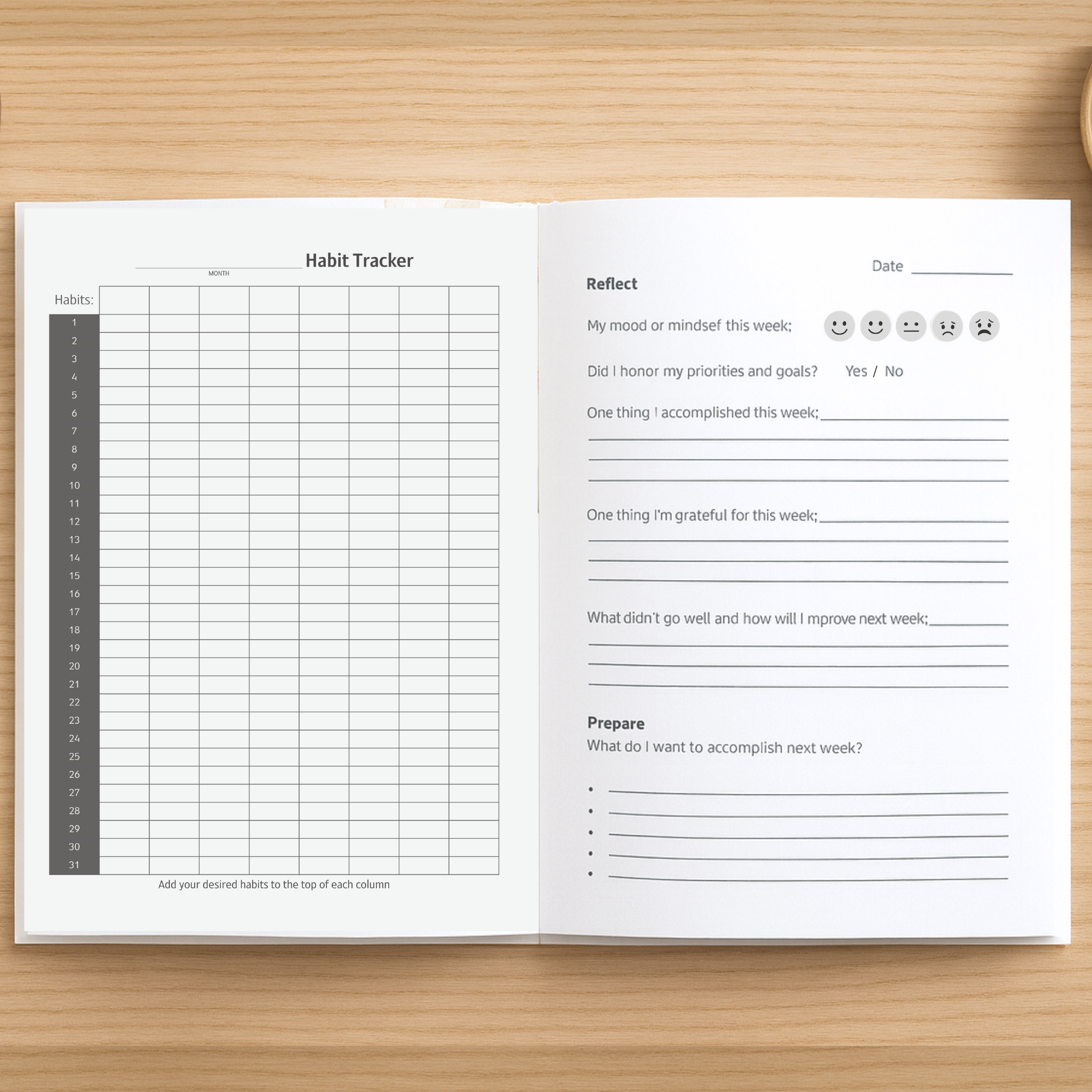 Heart + Habit Progress Tracking Journal - Stripes
